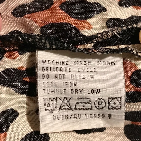 Elisabeth Liz Claiborne Button‎ Front Blouse Shirt Size 14P Leopard Print Flaw - Picture 8 of 9